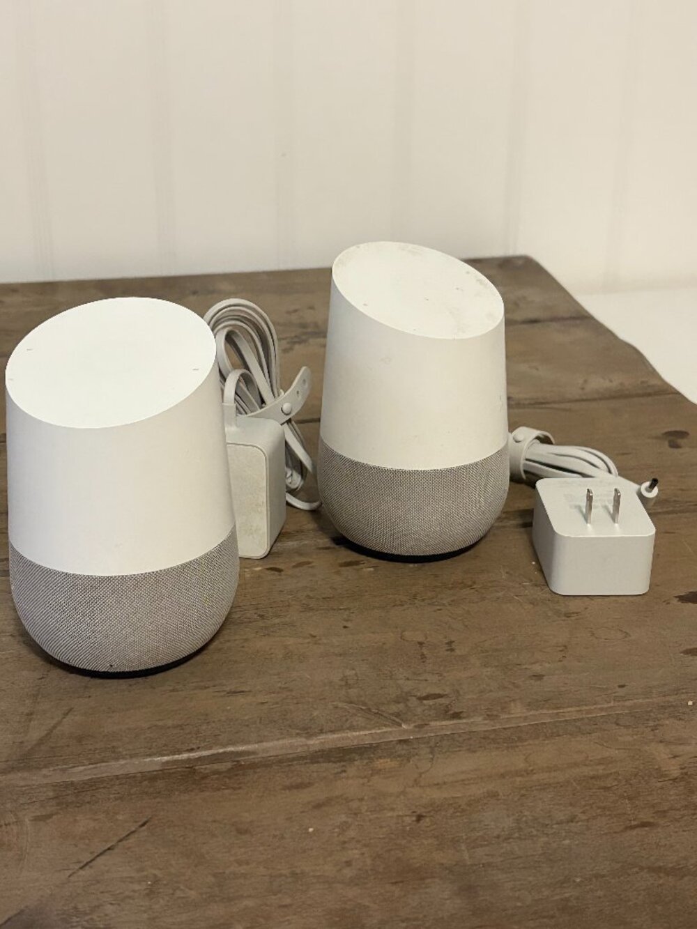 Set of 2 Google Home Speakers with Google Assistant- White Slate- W/ Ac Cord.
